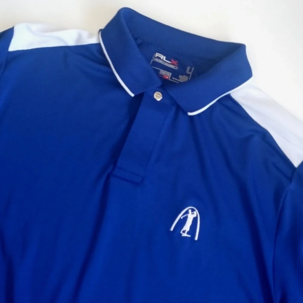 Men's RLX Ralph Lauren Royal Blue & White Short Sleeve Casual Golf Shirt XL